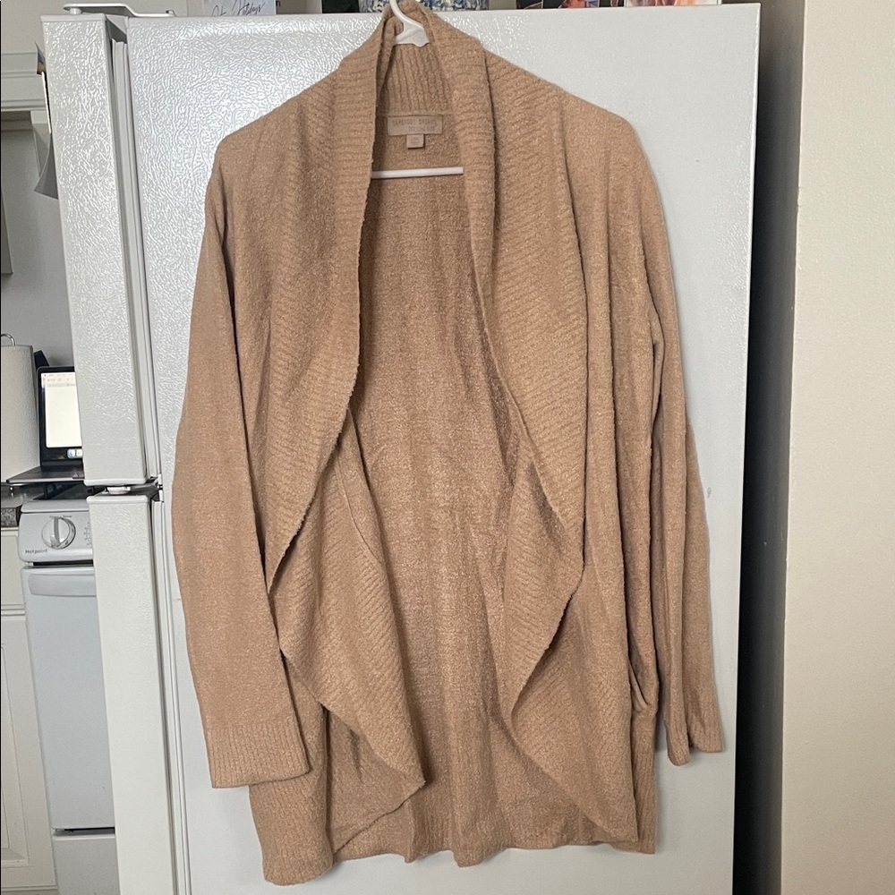 Barefoot Dreams L/XL Tan Cardigan‎ CozyChic Lite Knit Style 452